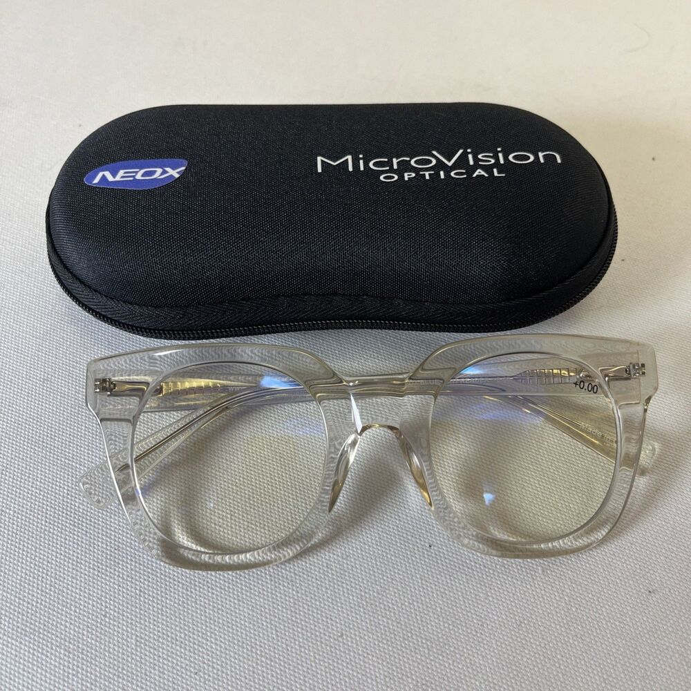 MicroVision Optical Blue Light Blocking Readers Lucinda Clear Frame w Case 0.00